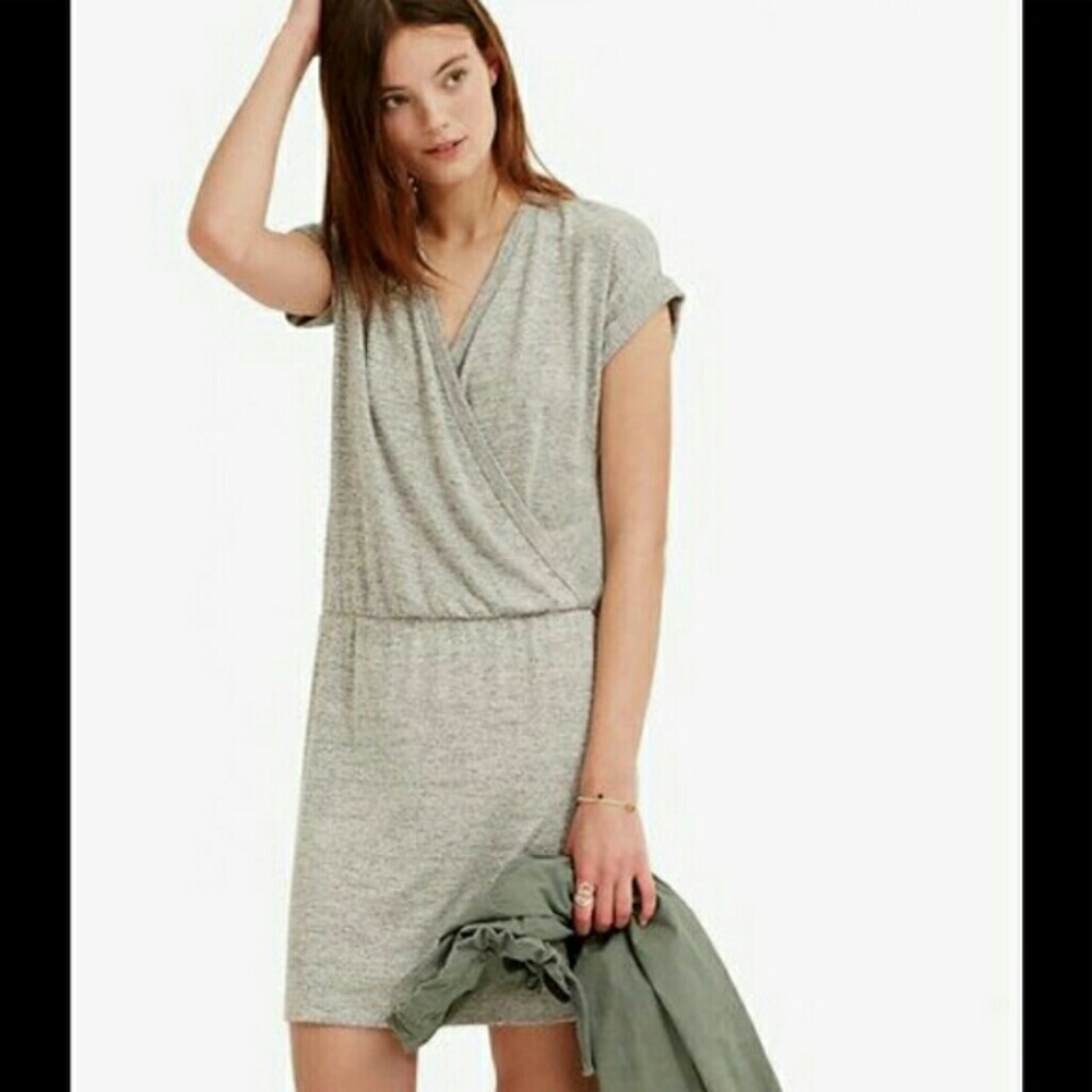 Lou & Grey Heather Gray Wrap-Style Mini Dress